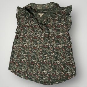Lucky Brand Kids Floral Blouse - Green and Red